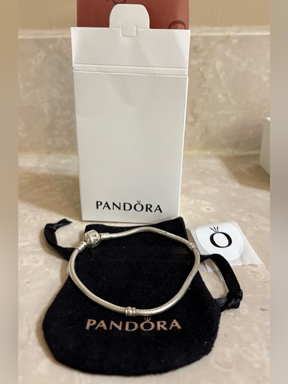 Pandora Moments Barrel Clasp Snake Chain Bracelet with Pouch and Gift Box